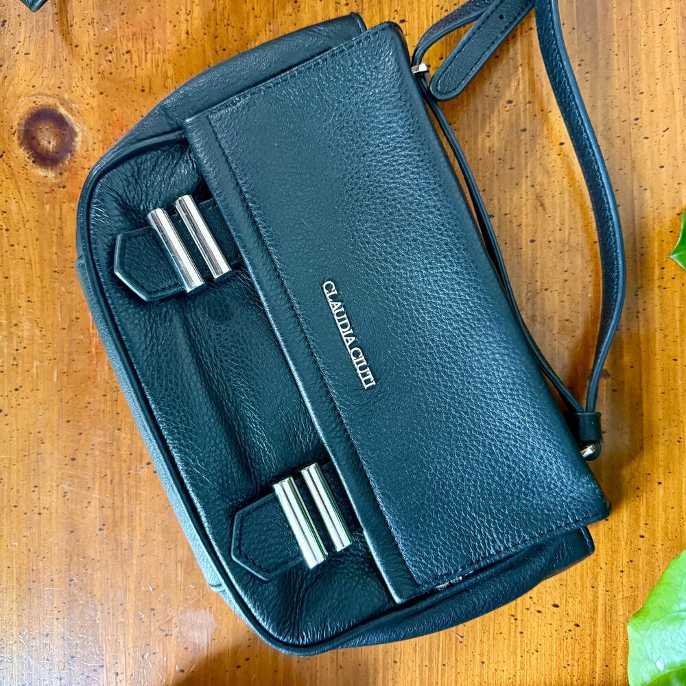Vintage Claudia Ciuti Black Leather Crossbody Bag | Italian Leather Shoulder